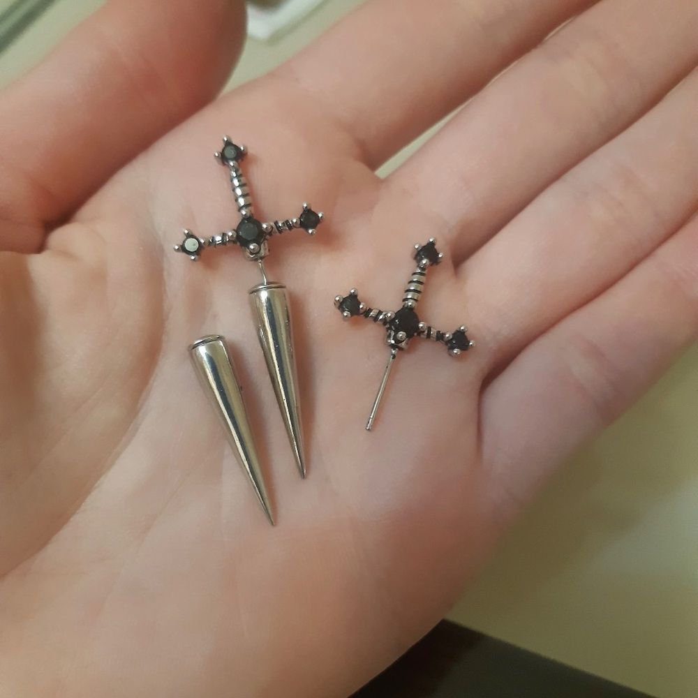 Sword silver plated earrings - Picture 3 of 8